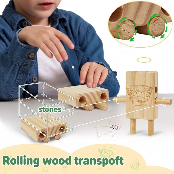 Wooden Blocks for Kids 44pcs STEM Montessori Blocks Loose Flexible Connections - Picture 5 of 15